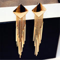 Vintage Creative Square Earrings Long Tassel Earrings Rhombus Stud Earrings for Women