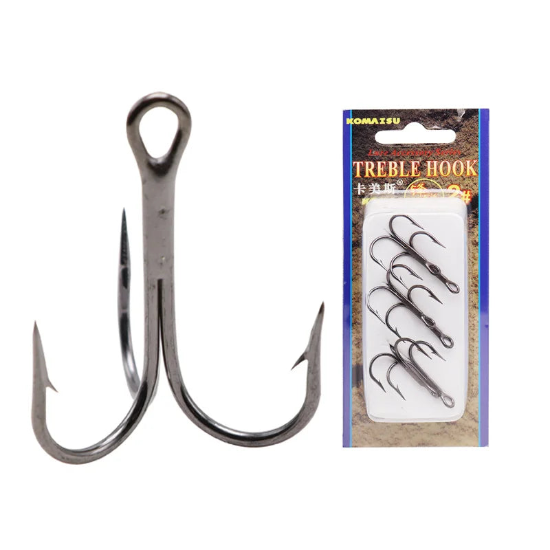 Newbility Wholesale Fishing Tackle 2# 4# 8# 4X Strength Treble Fishing Hook With Barbed Hook