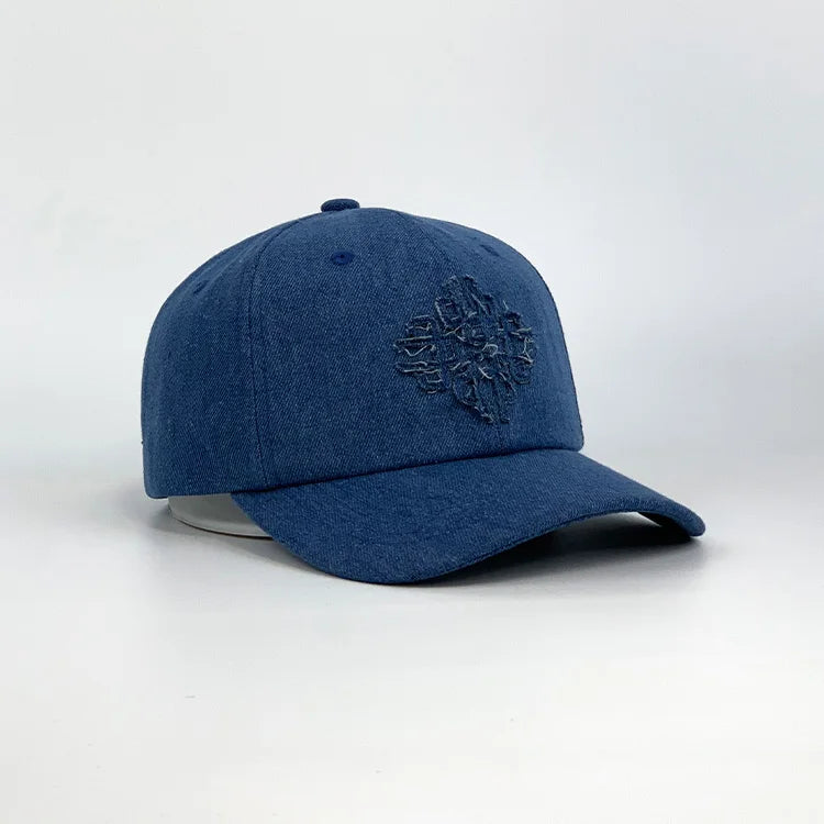 Soft Unstructured Oxford Dobby Dot Hand Embroidery Sporty Street Style Dad Hat Snapback 6-Panel