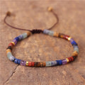 Boho 7 Chakra Rainbow 4mm Natural Stone Beads Dainty Bracelet Ethnic Tibetan Multi Colors Gemstone Bracelet Jewelry Dropshipping