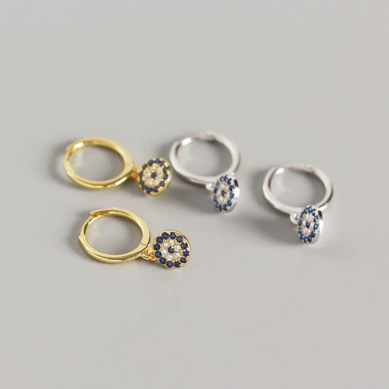 925 Sterling Silver Charm Jewelry Cz Zircon Stones Micro Pave 18k Gold Plated Stud Eye Earrings