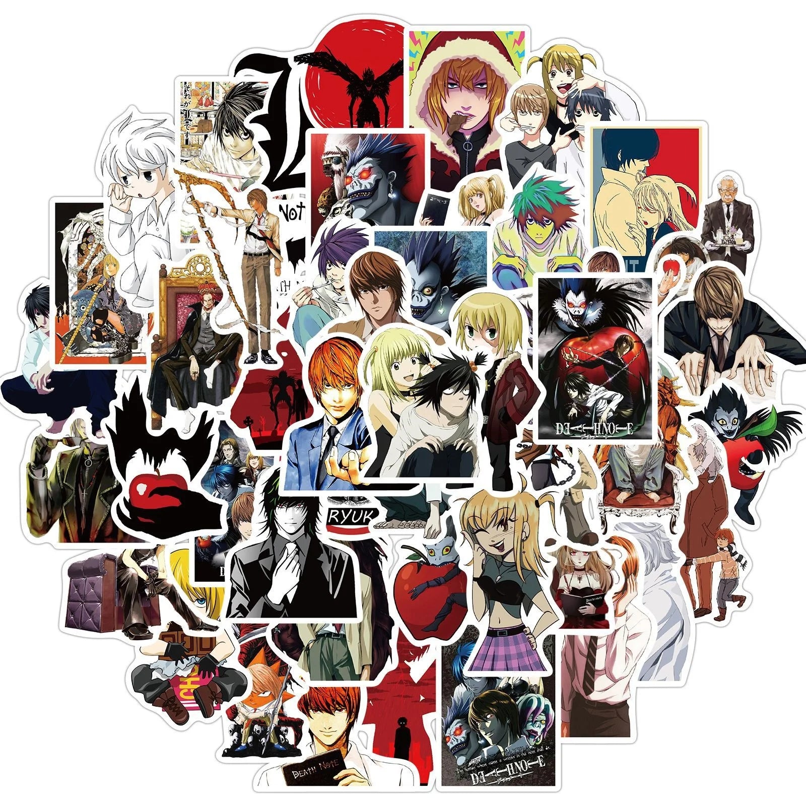 50Pcs Japan Anime Death Note Label Sticker for Gift Toy Bottles Cup Table Luggage Laptop Vinyl Cartoon Stickers