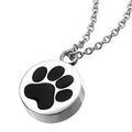 Big Ash Chamber Keepsake Black Paw Print Christian Children's Stainless Steel Memorial Cremation Urn Pendant Necklace for Dog