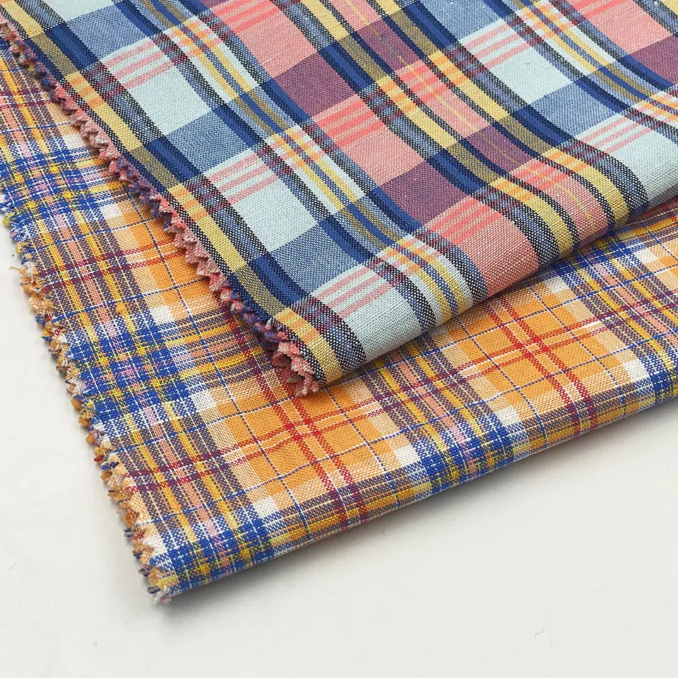 Bangladesh Pakistan Clothing Soft Tartan Checkered Yarn Dye 55 Linen 45 Cotton Fabric for Kids Dress