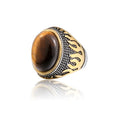 SS8-736R Steel Soldier Gold Color tiger Stone Ring for Men Stainless Steel Smooth Fashion Jewelry