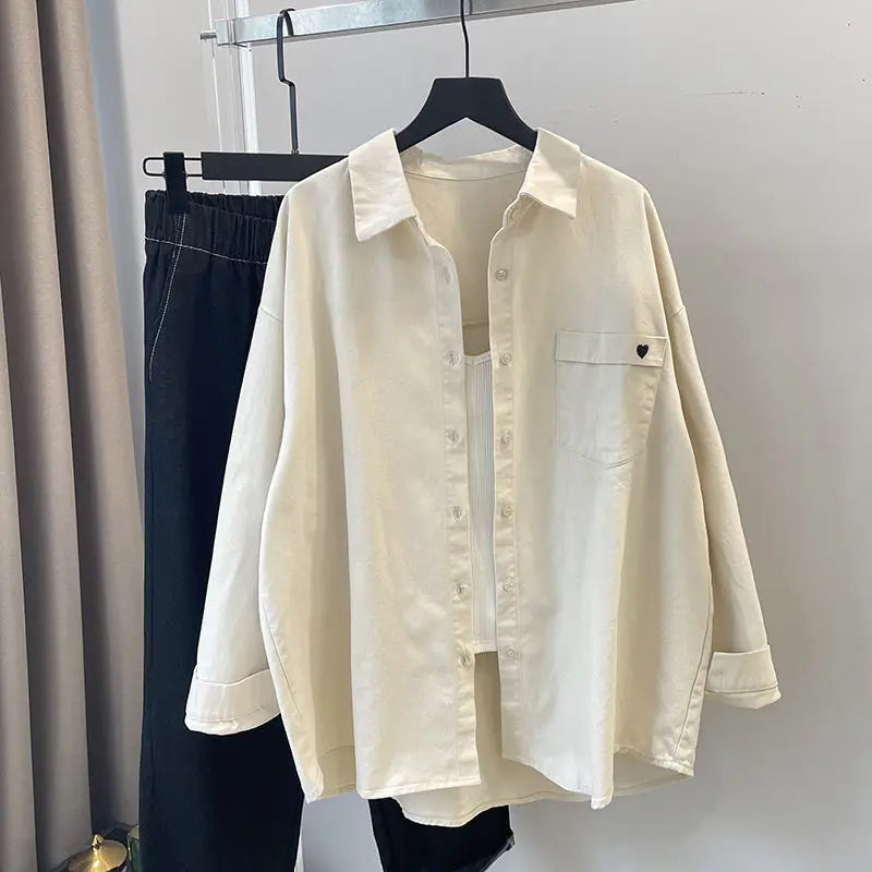 M-3XL Women Boyfriend Style Cotton Blouses Autumn Long Sleeve Turn Down Collar Womens Cotton Tops and Blouses Blusas Spring New