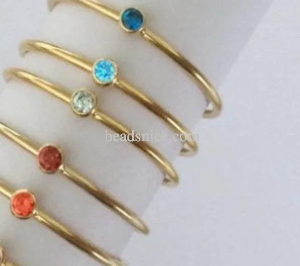 Beadsnice Stylish 14K Gold Stacking Rings 3A CZ Stacking Ring for Engagement Party or Anniversary Fashionable Woman's Gift