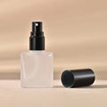 10ml Square Clear Frosted Glass Refillable Travel Perfume Spray Bottle with Black Sprayer and Cap  Empty Cosmetic Atomizer