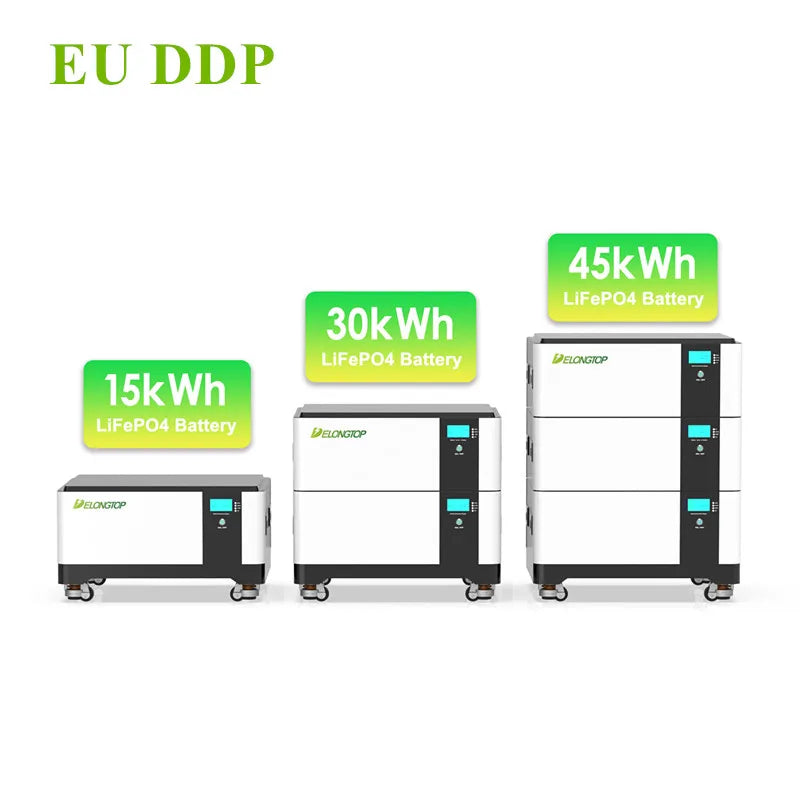 EU DDP 15KWH 30KWH 45KWH 60KWH Inverter Solar Panel ESS Energy Storage Lithium Ion LiFePO4 Battery 48V 300AH 51.2V 314AH Model