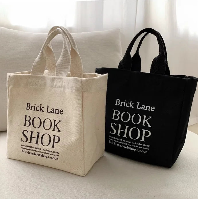 Hot Selling Minimalist Canvas Tote Bag Large Capacity Customized Printed Letter logo Cotton Tote Bag