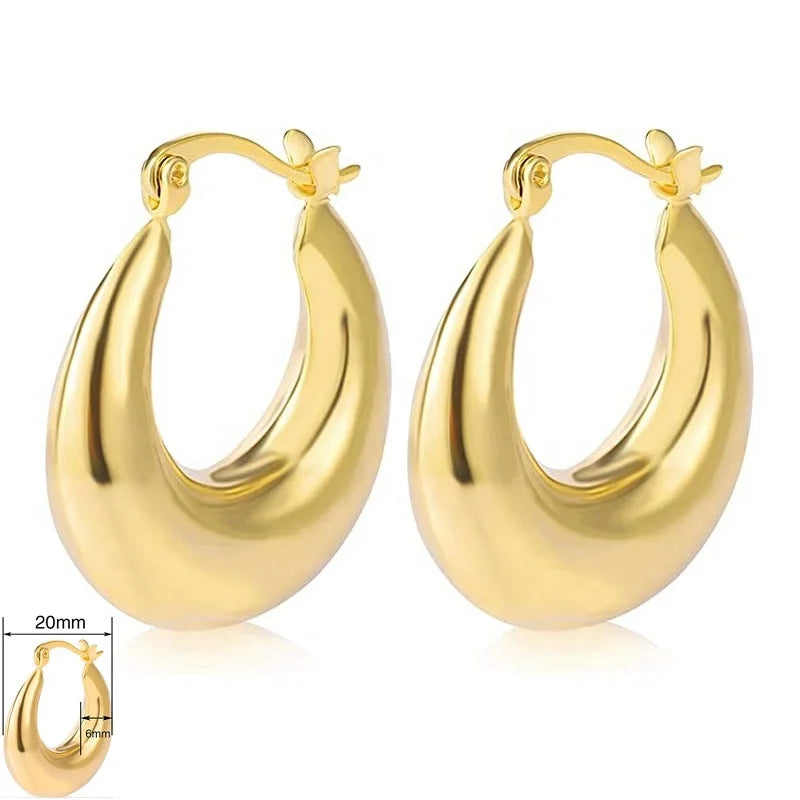 Trendy Punk 14K Gold Minimalist Chain Copper Hoop Earring Elegant Brass Twist Earrings for Women Jewelry 2022
