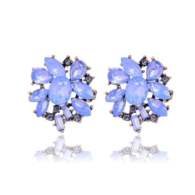 ROMANTIC Fashion Charm Shining Rhinestone Earrings Water Drop Crystal Flower Earrings for Women