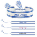 2023 Design Custom Logo Gift Name Letters  Braided Tassel Adjustable 3D Texts Charm Fabric Friendship Woven Embroidery Bracelet