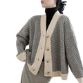 New Fashion Women'S V-Neck Casual Autumn Loose Sweater Tops Logo Printed Korean Style Loose Knit Cardigan for Women