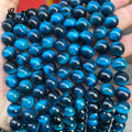 High Quality Aquamarine Blue Tiger Eye Stone Beads 8mm Smooth Round Natural Blue Sapphire Tiger Eye Beads for Bracelet Making