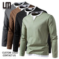 Liu Ming Hot Selling Products 2025 Casual Autumn Winter Contrast Color Long Sleeve T Shirts for Men
