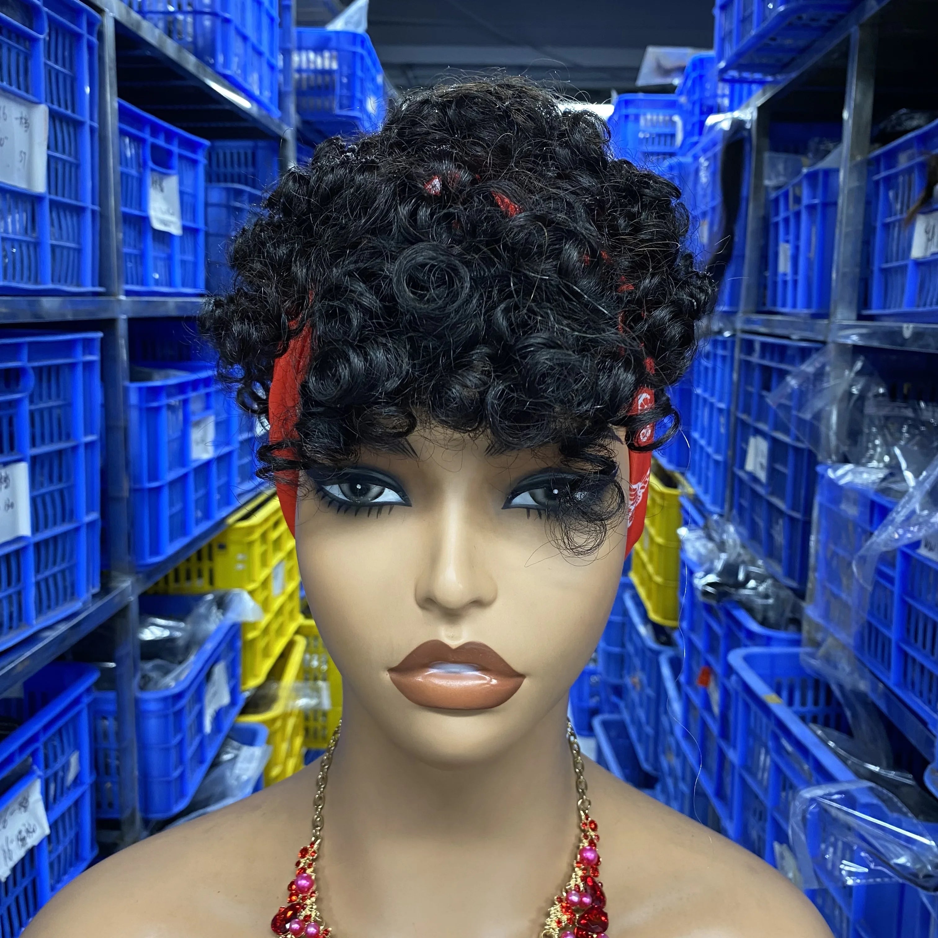 WXJ Fast Shipping 100% Peruvian/Cambodia Cuticle Aligned Human Hair Afro Kinky Curly Headband Wigs for African American Women