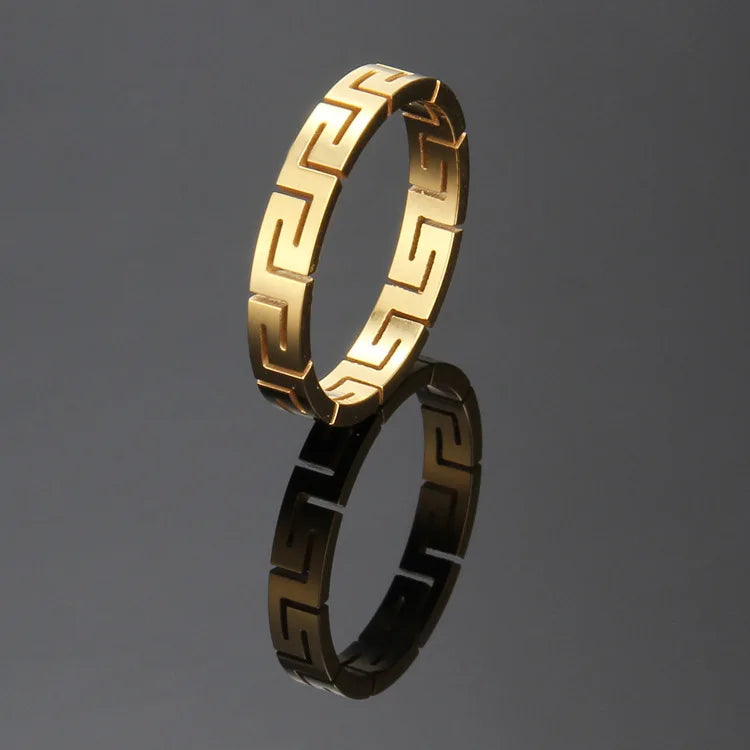 Wholesale Stainless Steel the Great Wall Texture Finger Ring Jewelry Unisex Men and Women Fashion Accessories China Supplier