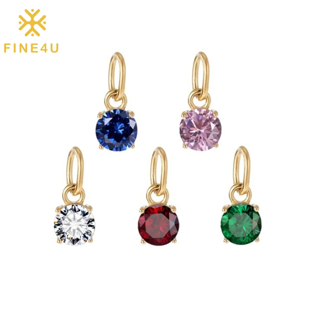 Wholesale Women Fashion Diy Gold Plated Round Cubic Zirconia Pendant Charms for Jewelry Making