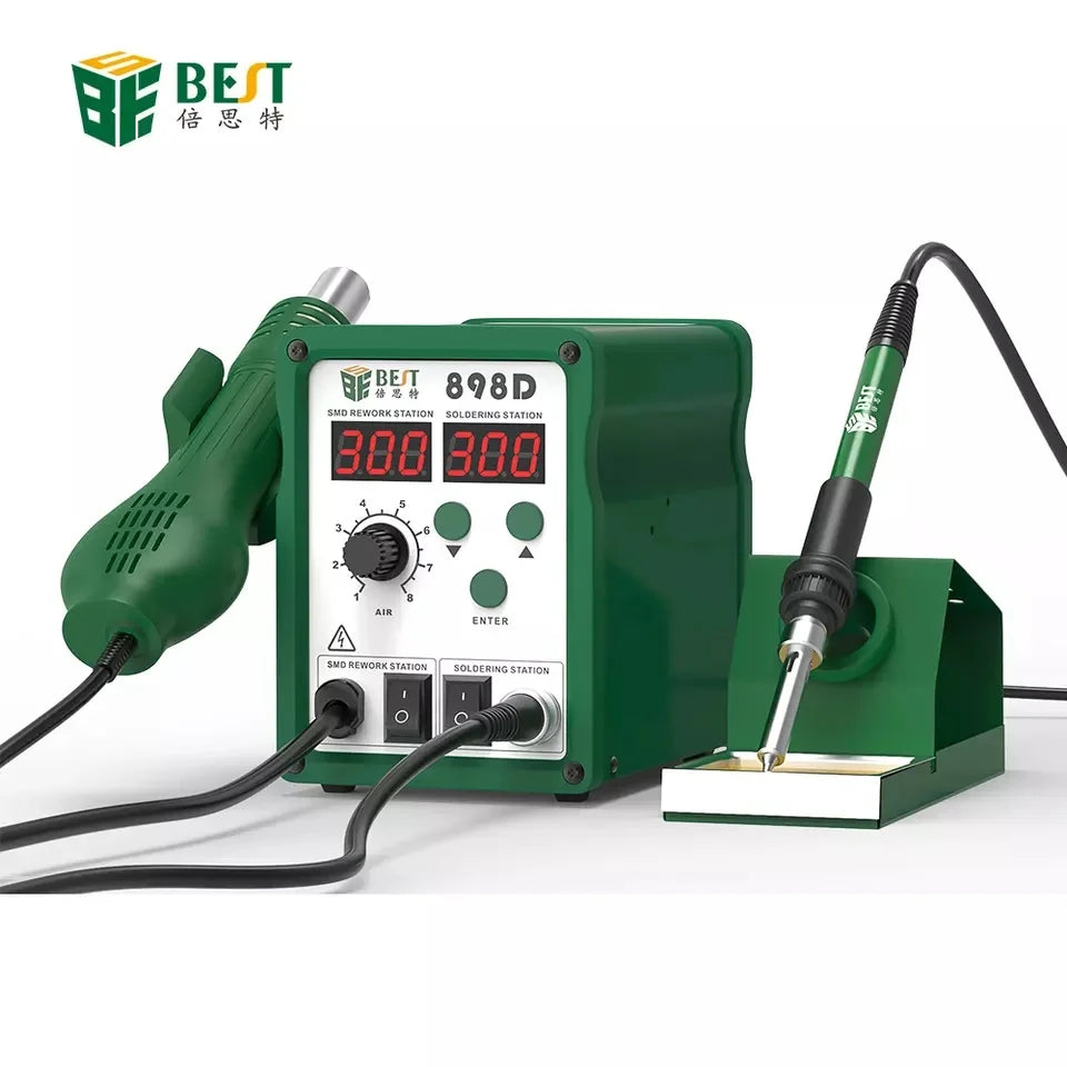 BEST-898D Digital 2 in 1 LED Display Hot Air Gun BGA Rework Soldering Station