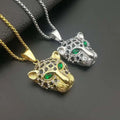 OEM New Stainless Steel Hip Hop Red Green Eye Leopard Head Pendant Necklace MegaBDM