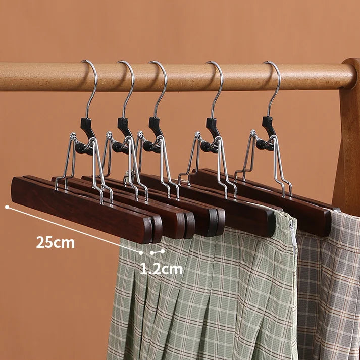 Lavinia Wooden Custom Logo Bag Hair Extension Hanger Multi Use Manufacturer Wooden Trouser Clamp Skirt Hair Extension Hangers