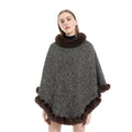 Jtfur Women Autumn Elegant Pullover Coat Warm Imitation Cashmere Faux Fur Poncho Fur Cloak