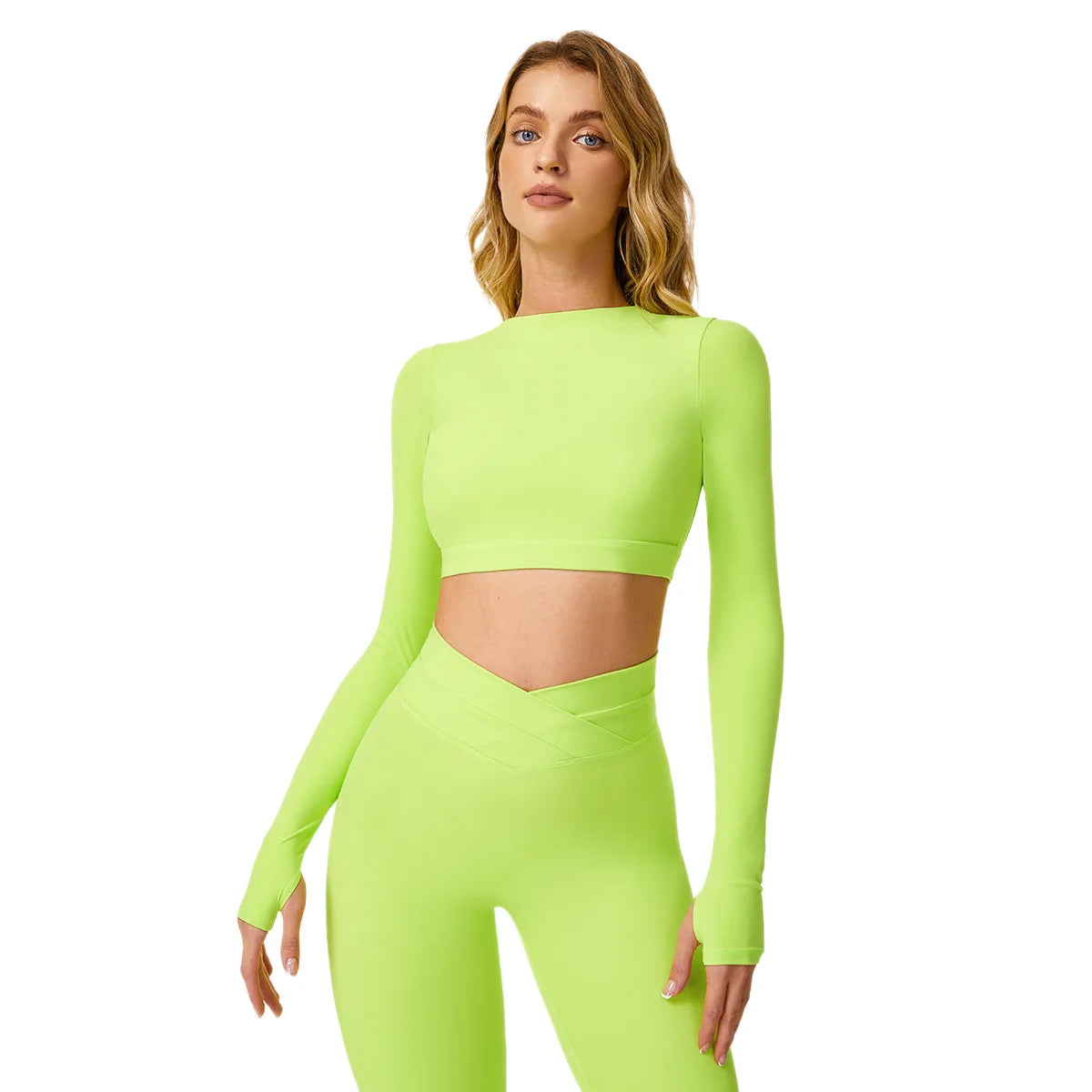 Hot selling yoga suit set running fitness trackwear long sleeve top leggings sports yoga two-piece set