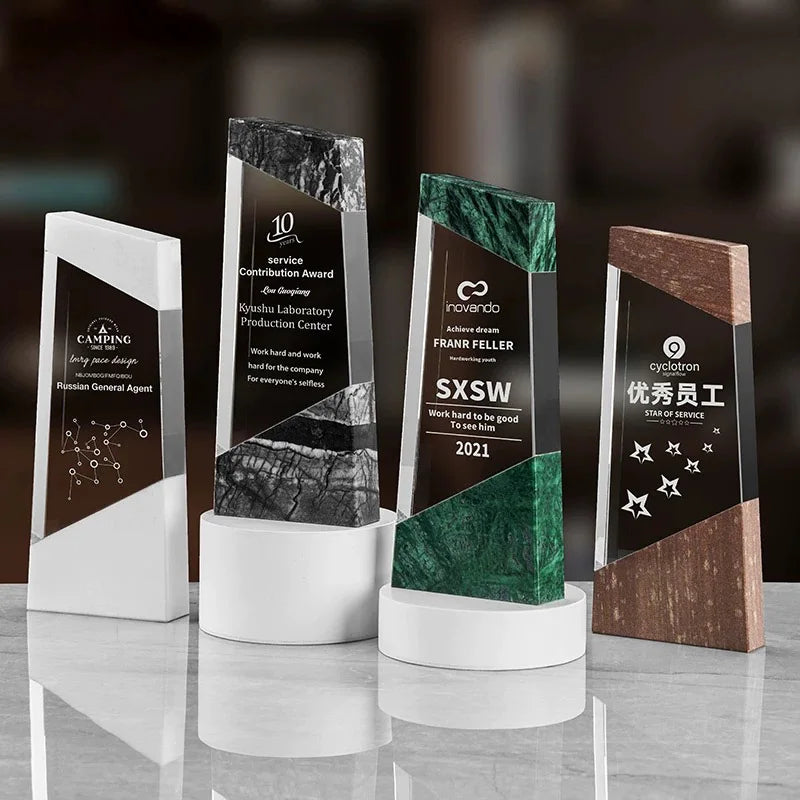 Personalized Printing Optical Crystal Glass Marble Trophy MH-J0108