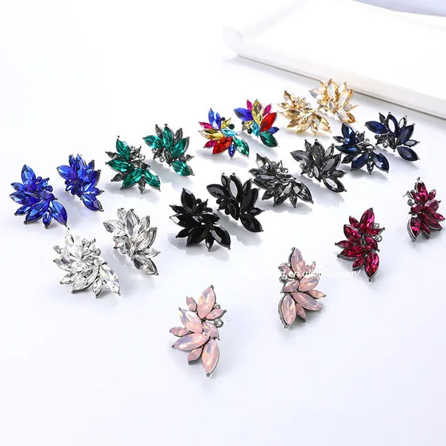 2025 Hot Sale Luxury Bridal Designs of Big Stone Jewelry in Ear Rings and Charming Jewelry Crystal Earrings for Wedding Jewelry