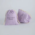 Customized Luxury Cotton Canvas Drawstring Bracelet Pouch 9x12cm Light Violet Jewelry Container Gift Packaging for Jewelry