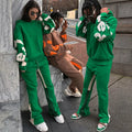 Custom Logo Puff Printing Hoodies Stacked Sweatpants Jogging Set Flared Sweat Pants Men Sweatsuits Unisex Sets and Hoodie Set