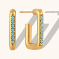 Dingran Simple Rectangular Natural Stone Hoop Earrings 18K Gold Plated Stainless Steel Earrings Boucle D'oreille Femme