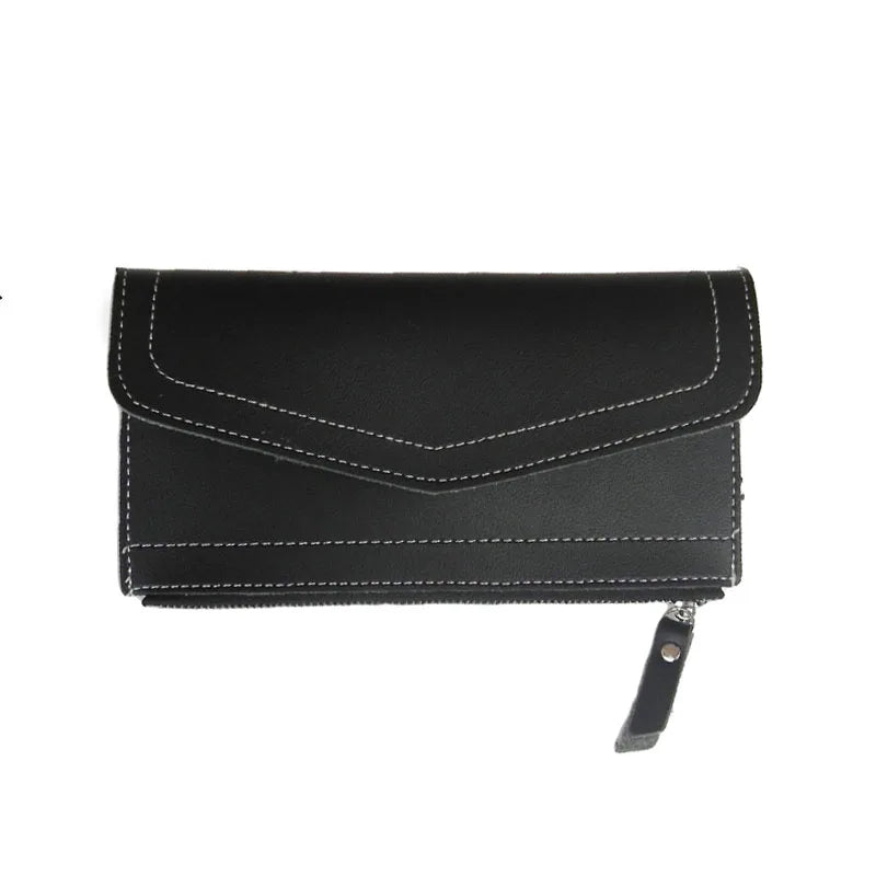 New Fashion Simple PU Leather Zipper Envelope Ladies Mid-length Large Capacity Women's Wallet Multi Card Card Case Wallet