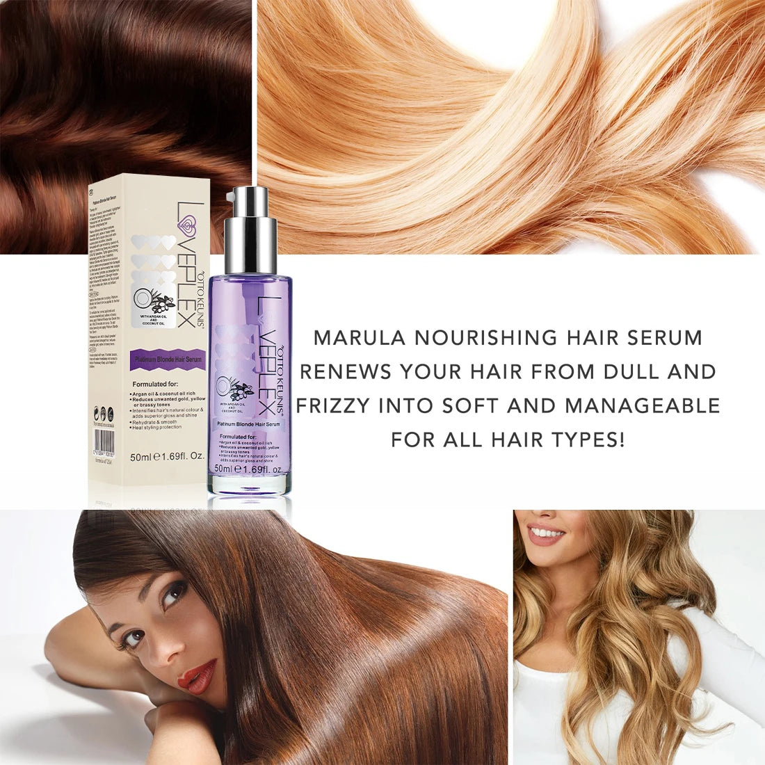 OEM Organic Anti Yellow Brightening Growth Purple Pure Serum With Argan Oil for Blonde Hair Care Oil
