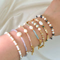 New Arrived Gemstone Faceted Natural Pearl Crystal Beads Handmade Beaded Freshwater Stainless Steel Bracelet for Women