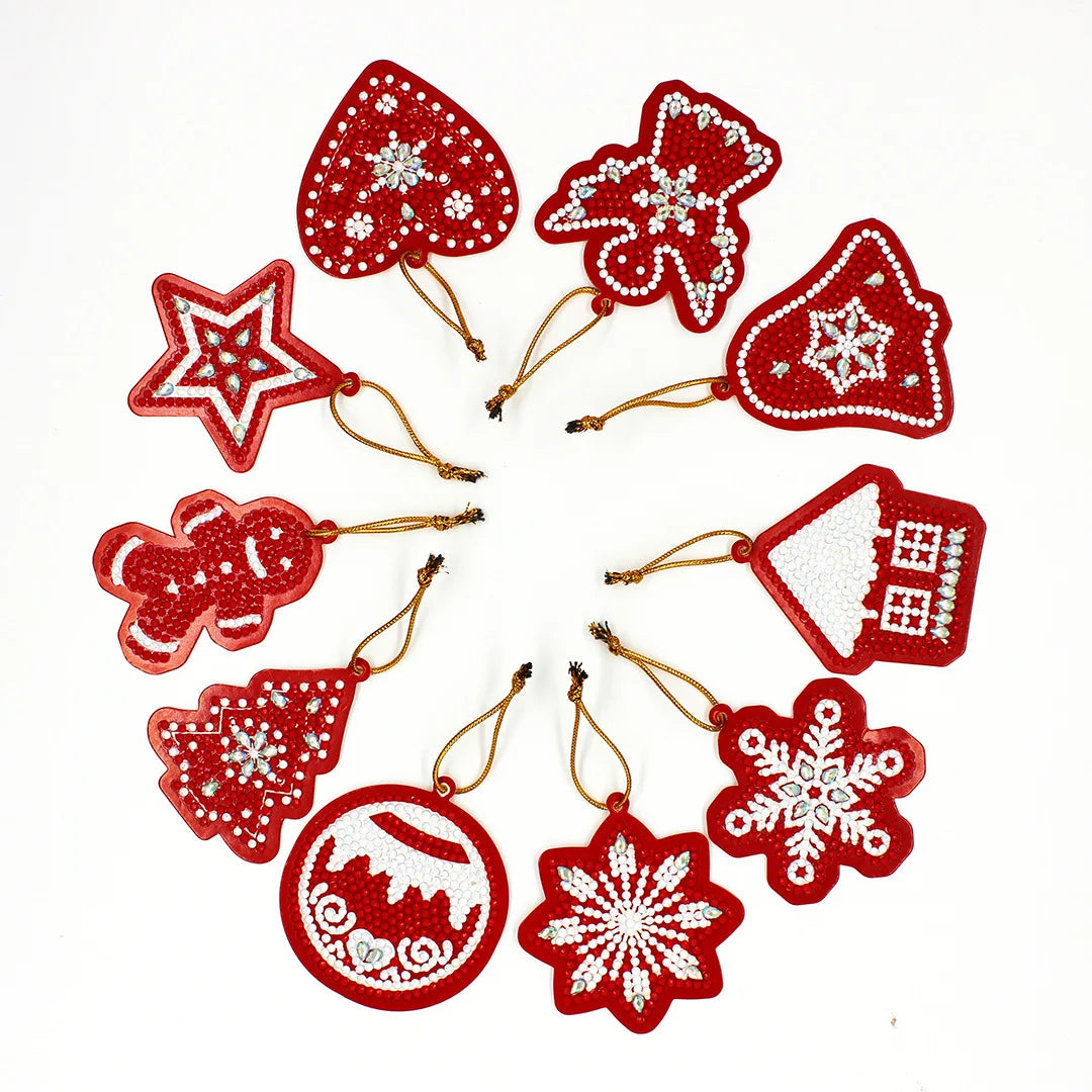 DIY Diamond Painting 10PCS Christmas Card Pendant Special Drill Shaped Rhinestone Diamond Handmade Home Decoration Ornament Kits