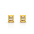 Chris April Fashion Jewelry PVD Gold Plated 316L Stainless Steel Water Proof Emerald Cut Zircon Stud Earring