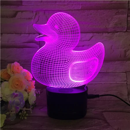 Lovely Ducks Home Decoration LED Lamps Wireless Speaker Base Night Light 5 Led Colors Acrylic Table Lamp