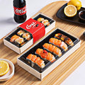 Wood case Box Food Grazing Box with Transparent Cover Sushi Box Packaging Luxury Wood