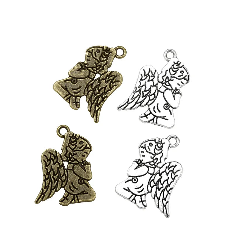 YuenZ Antique Silver Plated Bracelets Angel Charm Pendants Fashion Jewelry Making Findings DIY Charms Handmade I228