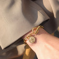 Vintage Texture Round Brand Queen's Head Image 18K Plated OT Buckle Stainless Steel Bracelets Women