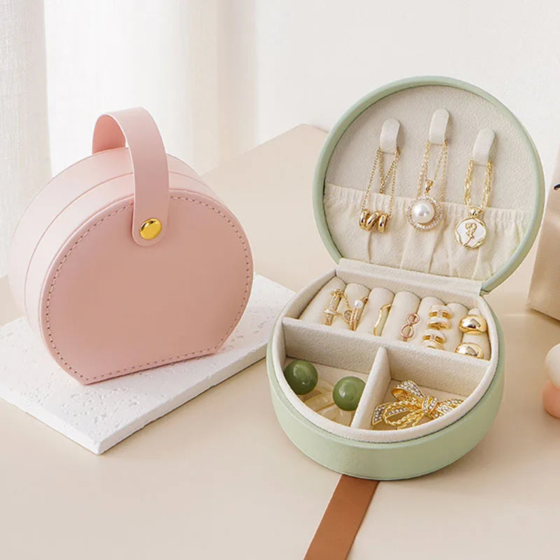 New Custom Logo PU Leather Portable Necklace Ring Earring Jewelry Organizer Box Jewellery Storage Bag Joyero Organizador