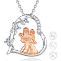 925 Sterling Silver Fine Jewelry Heart Shaped Mother Daughter Necklace Rose Gold Plated Zircon Trendy for Mother's Day Gift