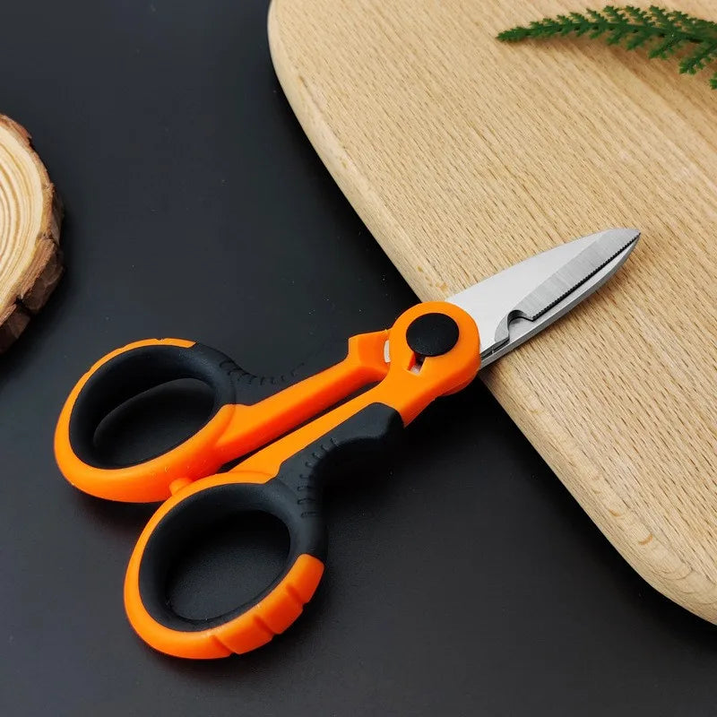 High-Power Stainless Steel Electrician Scissors Multi-Functional Insulated Wire Slot Iron Sheet Serrated Industrial Smooth