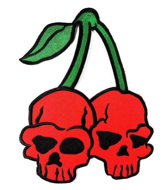 Custom Red Cherry Skull Head Cartoon Sticker Embroidery Patch Cute Iron-on Patch