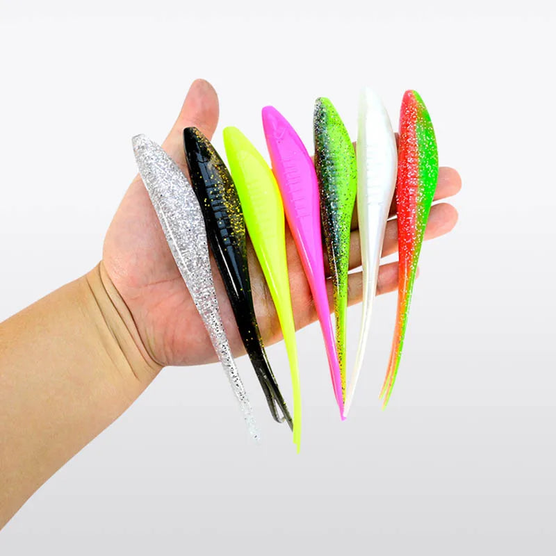 TPE Forked Tail Wobbler Fishing Lure Rainbow Bait 8cm 12cm 18cm Long Tensile T Tail Bionic Soft Silicon Artificial Fishing Baits
