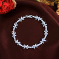 Delicate Rhodium Plated Small Pearl Inlaid Cubic Zircon Flower Bracelet for Women Wedding Bridal CZ Bracelets Party Jewelry Gift