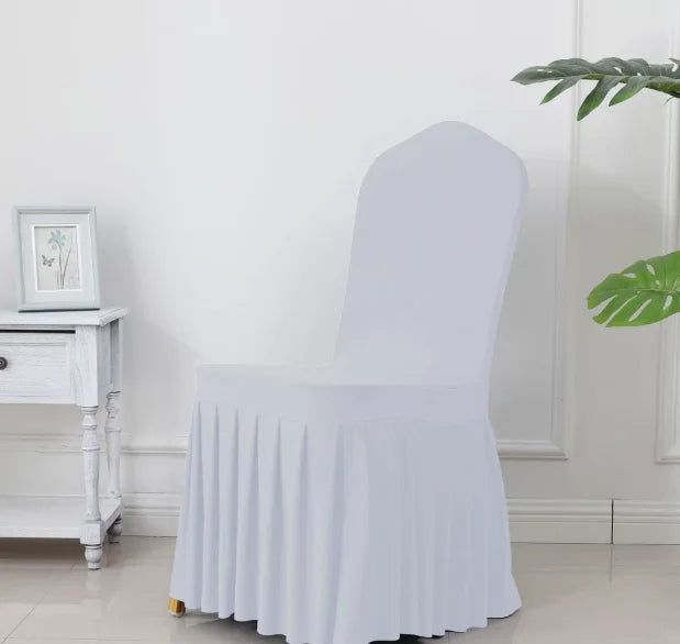European Chair Cover Thickened Elastic Pleated Skirt Dining Chair Cover Hotel Wedding Banquet Activity  Funda De Silla Plisada