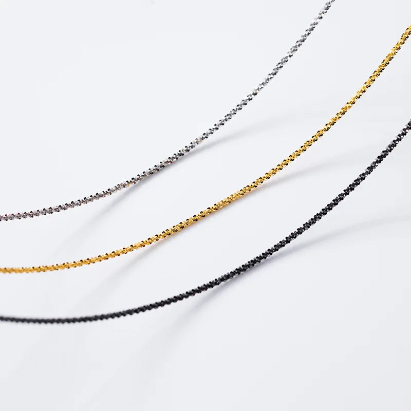 Kpop Black Choker Necklace Minimalist Sparkling Clavicle Gold Plated Chain 925 Sterling Silver Chokers Fashion Jewelry for Women